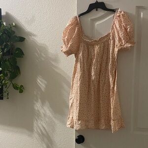 Elegant Peach Floral Mini Dress